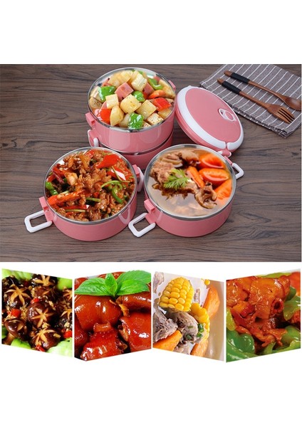 Iskandinav Mavi 3 Paslanmaz Çelik Bento Yemek Kabı Çocuk Gıda Kabı Yuvarlak Şekil Taşınabilir Piknik Kutusu Yükseltilmiş Takviyeli Versiyonu (Yurt Dışından) modelleri