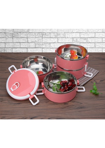 Iskandinav Mavi 3 Paslanmaz Çelik Bento Yemek Kabı Çocuk Gıda Kabı Yuvarlak Şekil Taşınabilir Piknik Kutusu Yükseltilmiş Takviyeli Versiyonu (Yurt Dışından) fırsatları