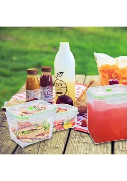 1200 ml Öğle Yemeği Kutusu Vakum Konteyner Pompalı Bento Çocuklar Için Mutfak Gıda Tasarrufu Saklama Kutusu Buzdolabı Büyük Kapasiteli Kare Plastik (Yurt Dışından)