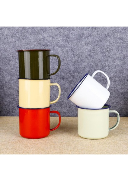 Beyaz 6cm 501-600ML Su Bardağı Benzersiz Emaye Retro Tarzı Sağlam Yuvarlak Kenar Su Kupası Yurt Için Su Kupası Su Kupası (Yurt Dışından)