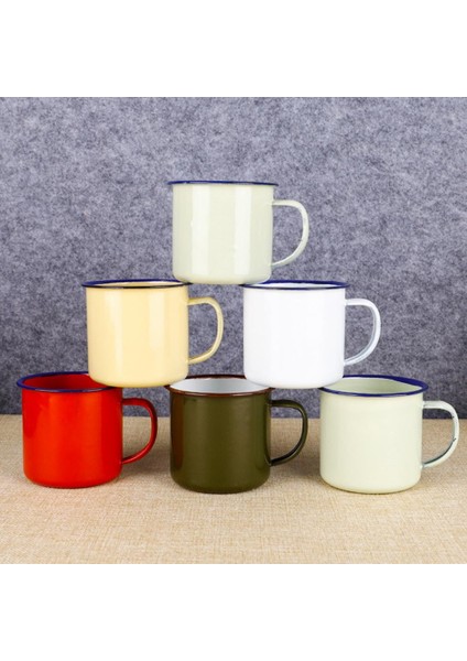 Beyaz 6cm 501-600ML Su Bardağı Benzersiz Emaye Retro Tarzı Sağlam Yuvarlak Kenar Su Kupası Yurt Için Su Kupası Su Kupası (Yurt Dışından)