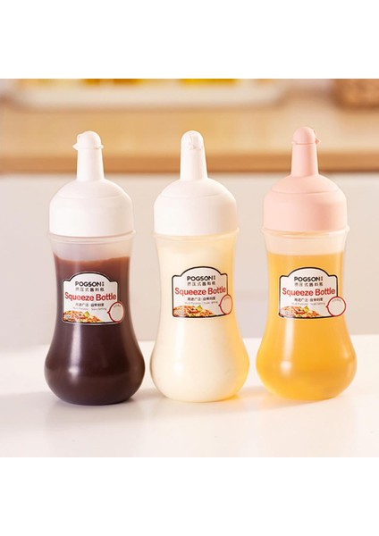 Pembe Sıkılabilir Şişe Çok Kullanımlı Şeffaf Ölçekli Yağ Şişesi Pe Mutfak Güçlü Sızdırmazlık Sos Şişesi Ev Pe Su Geçirmez Sıkılabilir Şişe (Yurt Dışından)