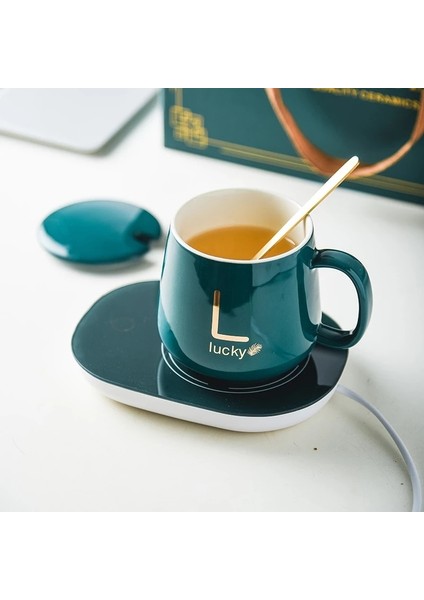 Pembe Ped (Bardak Yok) 301-400ML Kahve Kupa Isıtıcı USB Isıtma Yastığı Seramik Bardak Isıtıcı Termostatik Akıllı Zamanlayıcı Isıtma Coaster Ev Ofis Hediye Kupalar Kahve Fincanları (Yurt Dışından)