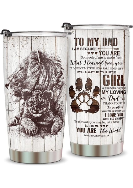 Stil Baba Için 5 Hediye - Kapaklı Baba Bardak Bardağı 20 Oz - Komik Baba Şakaları, Paslanmaz Çelik Bardak, Kız Oğlundan Doğum Günü Hediyesi (Yurt Dışından)
