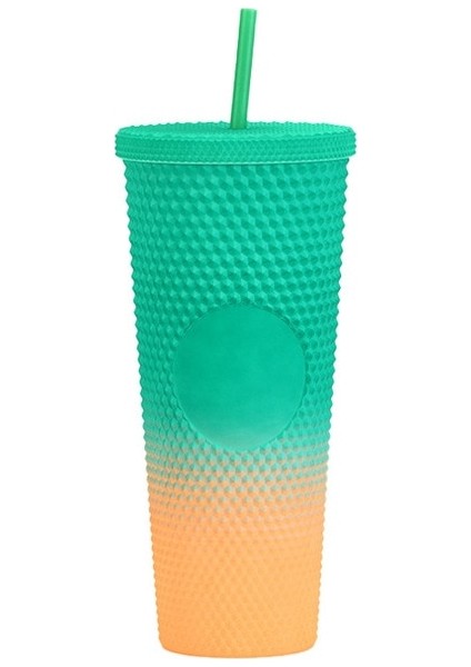 Degrade D Yeni 00 710ML 700ML 24OZ Çivili Bardak Bardak Çift Duvar Plastik Siyah Altın Yağ Kaygan Degrade Pembe Bling Çivili Pipetli Bardak (Yurt Dışından)
