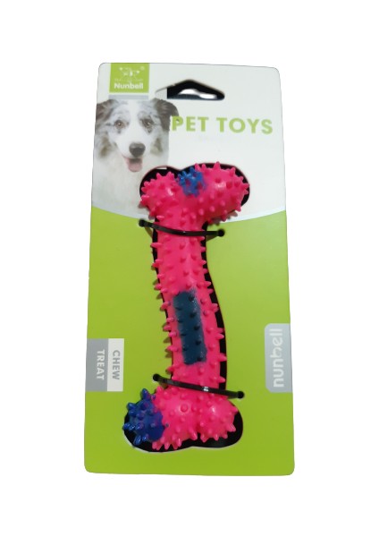 Köpek Oyuncağı Dikenli Kemik Pembe 10 cm