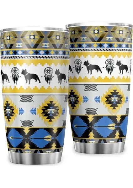 Stil 2 Aztek Tribal Paslanmaz Çelik Bardak Vakum Yalıtımlı Kahve Bardağı Kapaklı Bardak Kahve Fincanı Ev Ofis Seyahat Için 20 Oz (Yurt Dışından)