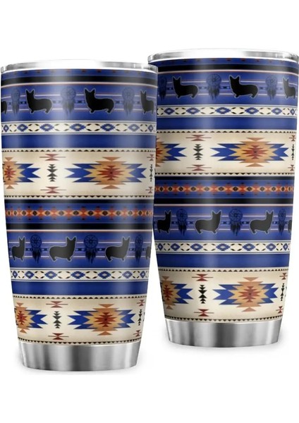 Stil 2 Aztek Tribal Paslanmaz Çelik Bardak Vakum Yalıtımlı Kahve Bardağı Kapaklı Bardak Kahve Fincanı Ev Ofis Seyahat Için 20 Oz (Yurt Dışından)