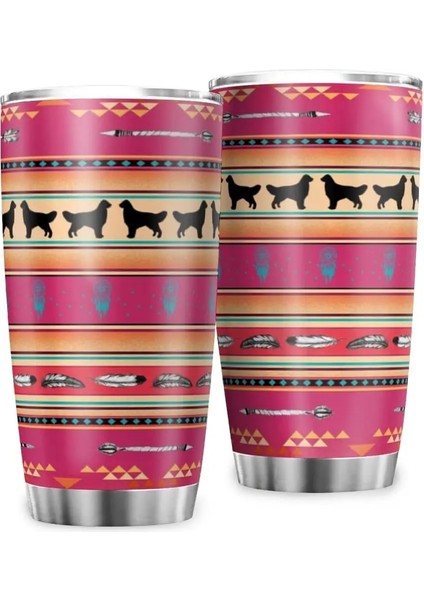 Stil 2 Aztek Tribal Paslanmaz Çelik Bardak Vakum Yalıtımlı Kahve Bardağı Kapaklı Bardak Kahve Fincanı Ev Ofis Seyahat Için 20 Oz (Yurt Dışından)
