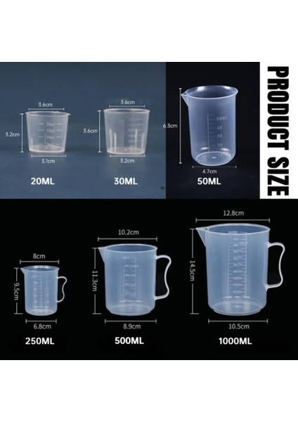 1000ML 20ML/30ML/50ML/250ML/500ML/1000ML Ölçüm Araçları Mutfak Pasta Kek Pişirme Aracı Ölçme Sürahisi Gıda Sınıfı Plastik Pp Standart (Yurt Dışından)