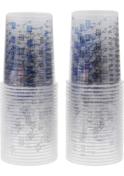 100 Adet 25/50/100 Adet Tek Kullanımlık Şeffaf Mezun Plastik Karıştırma Bardak Boya Uv Reçine Epoksi 20 Oz 600 ml Ölçüm Oranları (Yurt Dışından)