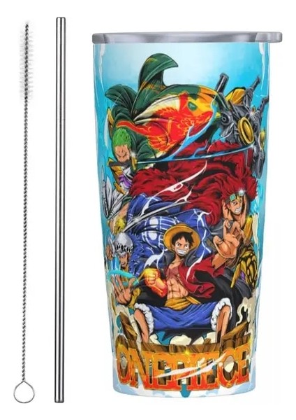 Çoklu 20 Oz Anime Tek Parça En Kötü Nesil Bardak 20OZ Paslanmaz Çelik Çift Duvar Vakum Yalıtımlı Luffy Killer Bardak Pipetli Bardak (Yurt Dışından)