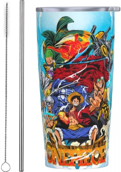 Çoklu 20 Oz Anime Tek Parça En Kötü Nesil Bardak 20OZ Paslanmaz Çelik Çift Duvar Vakum Yalıtımlı Luffy Killer Bardak Pipetli Bardak (Yurt Dışından)
