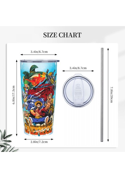 Çoklu 20 Oz Anime Tek Parça En Kötü Nesil Bardak 20OZ Paslanmaz Çelik Çift Duvar Vakum Yalıtımlı Luffy Killer Bardak Pipetli Bardak (Yurt Dışından)