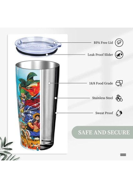 Çoklu 20 Oz Anime Tek Parça En Kötü Nesil Bardak 20OZ Paslanmaz Çelik Çift Duvar Vakum Yalıtımlı Luffy Killer Bardak Pipetli Bardak (Yurt Dışından)