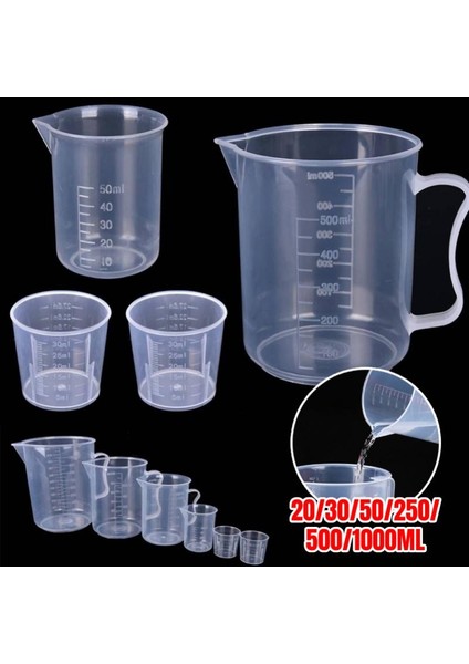 30ML 20ML / 30ML /50ML /250ML /500ML/1000ML Plastik Ölçüm Kabı Şeffaf Ölçü Saplı Mutfak Ev Aracı (Yurt Dışından)