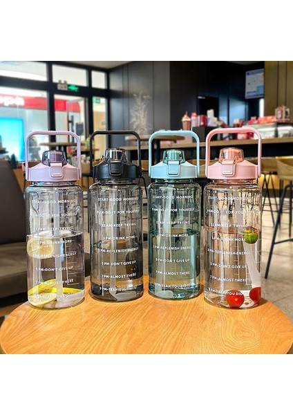 Degrade Pembe 2000 ml 2 Litre Samanlı Su Şişesi Kawaii Sevimli Içme Spor Şişeleri Kızlar Için Zaman Işaretleyici ile Su Sürahisi Drinkware Açık Fincan (Yurt Dışından) modelleri