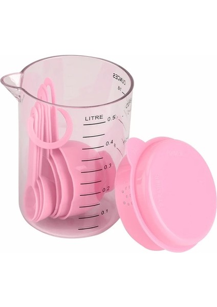 Pembe 7 Adet/takım Plastik Ölçüm Bardakları Kaşık ile Ölçü Mutfak Eşyası Pişirme Kaşık Şeker Kek Pişirme Terazisi Kaşık (Yurt Dışından)