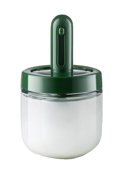 Yeşil Kepçe Kapaklı Entegre Teleskopik Baharat Kavanozu Beyaz/yeşil 14 x 9 cm Kapaklı ve Geri Çekilebilir Kaşıklı Şeffaf Baharatlık (Yurt Dışından)