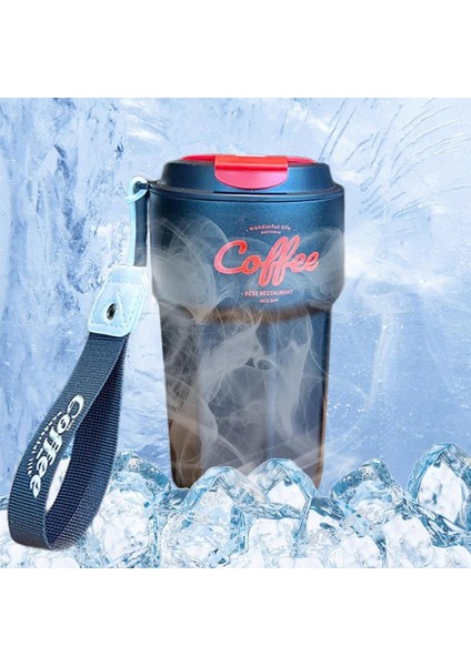 Sarı 420 ml Buzlu Kahve Paslanmaz Çelik Vakum Bardak Yalıtımlı Seyahat Kahve Saplı Şişe Duvar Paslanmaz Çelik Vakum Kahve Termal (Yurt Dışından)