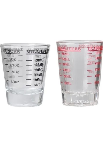 Siyah 60ML Shot Cam Ölçüm Fincan Espresso Ons Fincan Kahve Süt Kokteyl Bardağı Ölçekli Mutfak Ölçüm Sıvı Kalınlaştırmak Malzemeleri (Yurt Dışından)