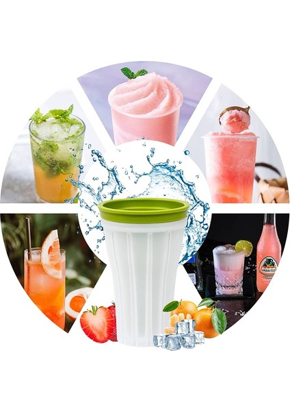 Yeşil Hızlı Dondurulmuş Smoothies Slushy Bardak Ev Yapımı Milkshake Şişesi Dayanıklı Slushie Dondurma Makinesi Sıkma Slushy Quick Maker Bardak (Yurt Dışından)