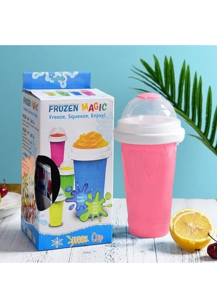 Kutu Gül Kırmızı 300ML Kapasiteli Slushy Cup Yaz Sıkma Ev Yapımı Meyve Suyu Su Şişesi Hızlı Dondurulmuş Smoothie Kum Bardağı Tutam Hızlı Soğutma Sihirli Dondurma (Yurt Dışından)