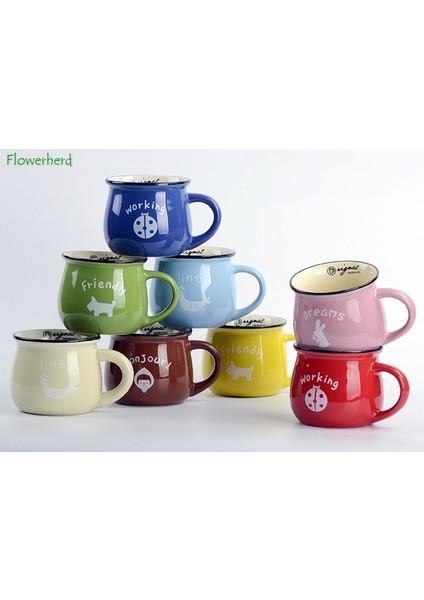 Beyaz L 350 ml Seramik Kahve Kupa Vintage Yaratıcı Süt Kahvaltı Fincan Kahve Fincanı Renk Sır Tumbler Fincan Kupalar Kahve Fincanları Coffeeware Teaware (Yurt Dışından)