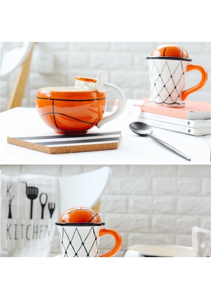 Basketbol Kupası 501-600 ml Kupa Basketbol Futbol Şekli Fincan Tek Çiçek Çay Süt Kahve Kupa Kahvaltı Seramik Kupa Aile Mutfak Sofra Malzemeleri Hediye (Yurt Dışından)