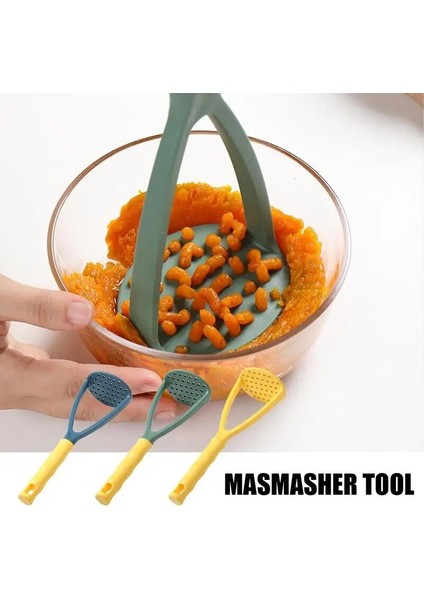 Sarı Mavi Patates Püresi Ezici Yeniden Kullanılabilir Gıda Ezici Ergonomik Saplı Sıkılmış Patates Ezici Meyve ve Sebze Aracı Mutfak Gadget'ı (Yurt Dışından)