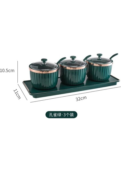 D Lüks Baharat Kavanoz Seti Plastik Baharat Kavanoz Kaşık ve Taban ile Mutfak Baharat Rafı Tuz Şeker Kabı Sos Kasesi Dağıtıcı (Yurt Dışından)