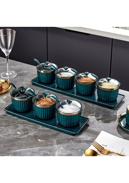 D Lüks Baharat Kavanoz Seti Plastik Baharat Kavanoz Kaşık ve Taban ile Mutfak Baharat Rafı Tuz Şeker Kabı Sos Kasesi Dağıtıcı (Yurt Dışından) modelleri