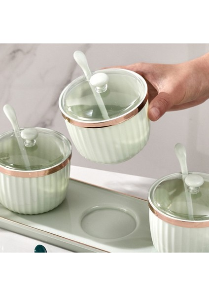 D Lüks Baharat Kavanoz Seti Plastik Baharat Kavanoz Kaşık ve Taban ile Mutfak Baharat Rafı Tuz Şeker Kabı Sos Kasesi Dağıtıcı (Yurt Dışından) fırsatları