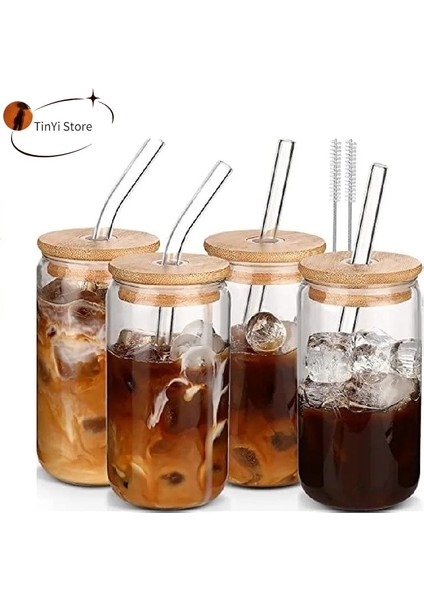 S 48 Saat ile Gemi 400/500 ml Şeffaf Içme Gereçleri Kahve Cam Pipetli Bardak Şarap Süt Bira Kola Suyu Soğuk Drinkware El Yapımı Kutu (Yurt Dışından)