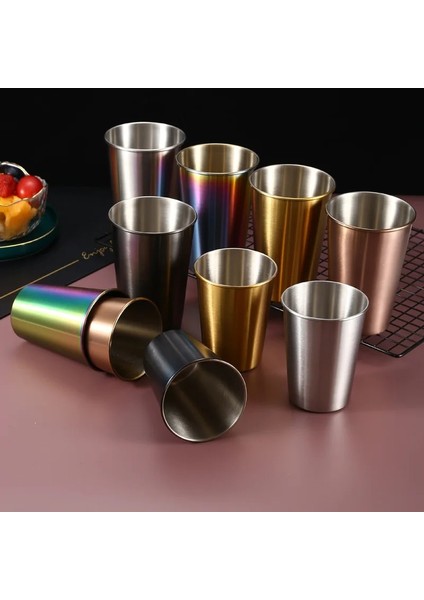 Büyük Bej 230-500ML 230/350/500ML Paslanmaz Çelik Bira Bardakları Ev Ofis Metal Su Içecekleri Kahve Tumbler Çay Süt Kupaları Mutfak Drinkware (Yurt Dışından) indirimleri