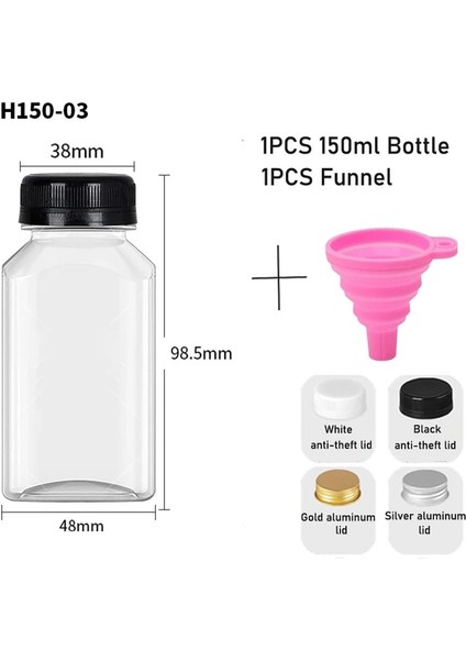 150 ml Gümüş Alüminyum Kapak 1 Adet 60-500 ml Temizle Boş Plastik Meyve Suyu Şişeleri Kapaklı W/huni Tek Kullanımlık Meyve Suyu Içecek Kabı Meyve Suyu Sıkma Smoothie Yapmak Için (Yurt Dışından)