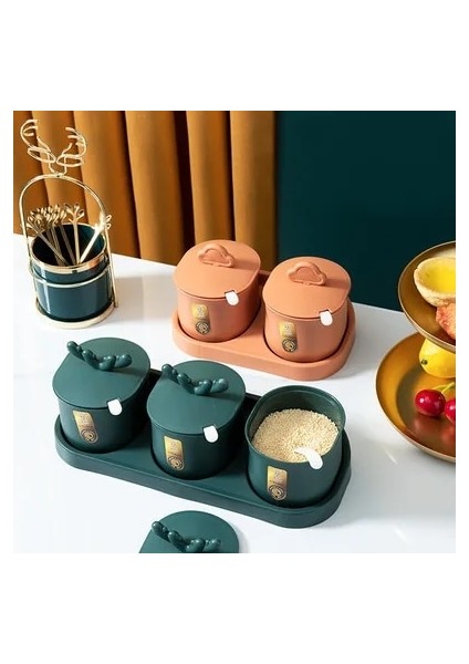 Turuncu 4 Adet Baharat Kutusu Biber Baharat Çalkalayıcı Tuz Baharat Organizatör Mutfak Şişe Çeşni Şişe Kavanoz Konteyner Kaşık Baharat Kavanozları (Yurt Dışından)