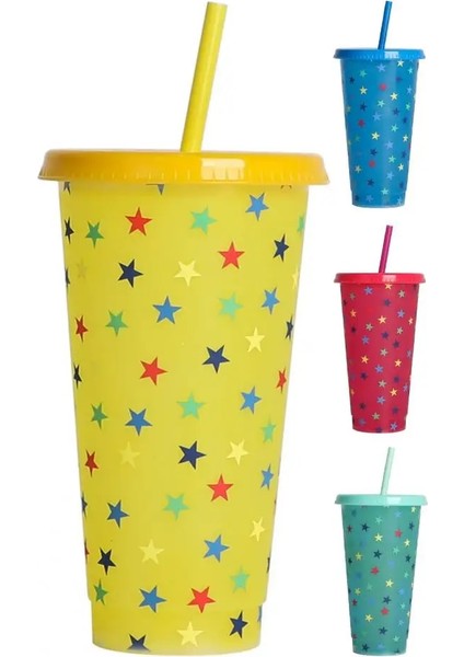 Yeşil 710 ml Samanlı ve Kapaklı Bardak Su Şişesi Bpa Ücretsiz Buzlu Seyahat Kupa Yeniden Kullanılabilir Renk Değiştiren Su Bardakları Partiler Doğum Günü (Yurt Dışından) modelleri