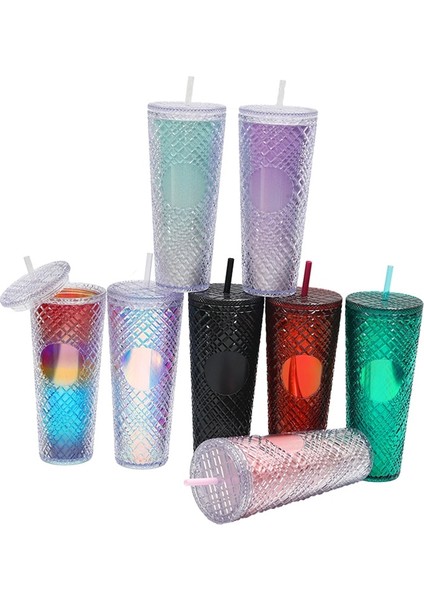 Stil 11 Amerikan Durian Fincan Renkli Çift Katmanlı Saman Plastik Bardak Açık 24 Oz Büyük Kapasiteli Kademeli Değişim Açık Taşınabilir El (Yurt Dışından) modelleri