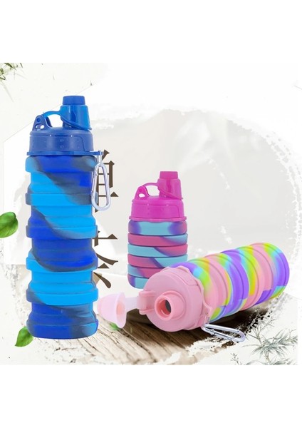 Kamuflaj B 500 ml Yaz Sevimli Su Şişeleri Katlanabilir Kupa Silikon Bardak Spor Şişe Açık Taşınabilir Bardak Sıkma Şişe Için Kulplu Kapak (Yurt Dışından)