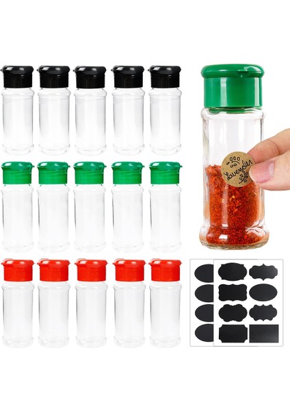 Siyah Kapak-3pc 100ML Temizle Baharat Kavanozları Tuz Biber Çalkalayıcı Şişeleri Baharat Depolama Çeşni Kutuları Mutfak Gadget Araçları Etiket Çıkartmaları (Yurt Dışından)