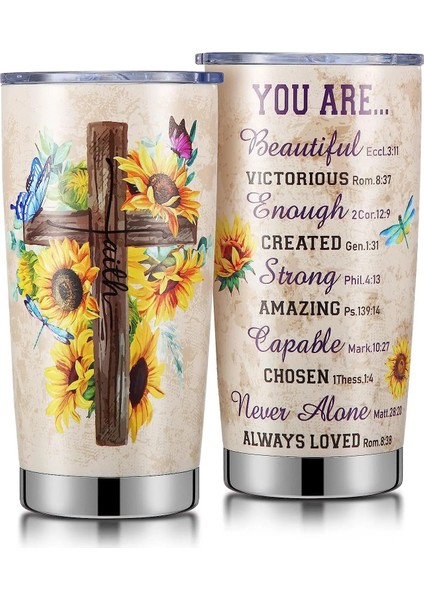 Stil 9 20 Oz Hıristiyan Paslanmaz Çelik Bardak Hediyeler Kadın Erkek Çocuklar Için, Çift Duvar Yalıtımlı Bardak Kapaklı Baskı Kahve Kupa Hediye (Yurt Dışından) indirimleri
