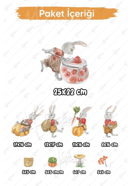 Eğlenceli Ahçı Tavşanlar Çocuk Odası Cam Duvar Sticker Seti fiyatları