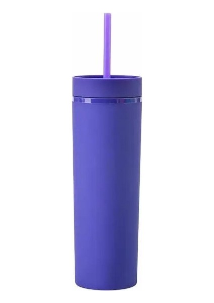 Renk 11 Sıcak Satış 16 Oz Akrilik Ince Sıska Bardak Renkli Mat Su Kapaklı Şişe Saman Çift Duvar Yeni Yıl Partisi Hediyeleri Için (Yurt Dışından)