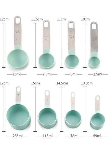 Beyaz 8 Adet Ölçüm Bardak Kaşık Seti Pişirme Kek Pasta Pişirme Kapları Paslanmaz Çelik Saplar Mutfak Gereçleri Aksesuarları Gadget (Yurt Dışından) modelleri