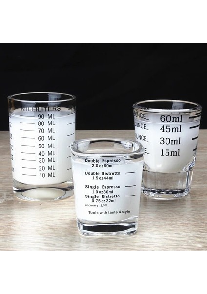 60ML1 Ölçekli Cam Küçük Ölçüm Bardak Kokteyl Ons Yuvarlak Espresso Bar Tiryakisi Süt Çay Aracı Mutfak Ölçüm Ev (Yurt Dışından)
