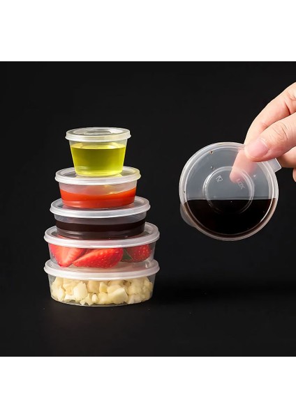 100ML 50 Adet Tek Kullanımlık Sos Kabı Paket Servisi Olan Restoran Gıda Kapları Kapaklı Kutu Pigment Boya Kutusu Paleti Yeniden Kullanılabilir Plastik Bardak 25/50/75/100ML (Yurt Dışından)