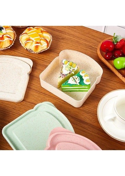 Haki Gıda Saklama Kutusu Bento Kapaklı Kutu Neme Dayanıklı Kolay Temizlenebilir Tost Şekli Taşınabilir Sandviç Günlük Kullanım (Yurt Dışından)