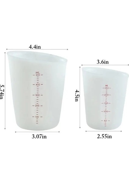 Beyaz 500ML 250/500ML Silikon Ölçüm Kabı Bar Yapışmaz Esnek Karıştırma Kabı Dökme Fincan Yeniden Kullanılabilir Mutfak Ölçme Aracı (Yurt Dışından)