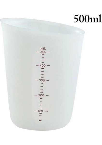 Beyaz 500ML 250/500ML Silikon Ölçüm Kabı Bar Yapışmaz Esnek Karıştırma Kabı Dökme Fincan Yeniden Kullanılabilir Mutfak Ölçme Aracı (Yurt Dışından)